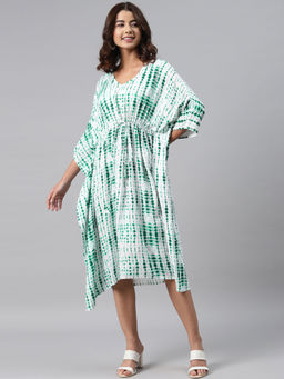Gerua By Libas - Green Viscose Rayon Printed Kaftan Dress