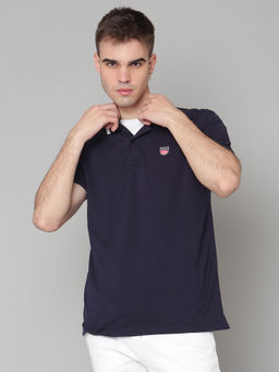 GANT - Men Blue Solid Regular Fit Polo T-shirt
