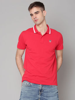 GANT - Men Red Solid Regular Fit Polo T-shirt