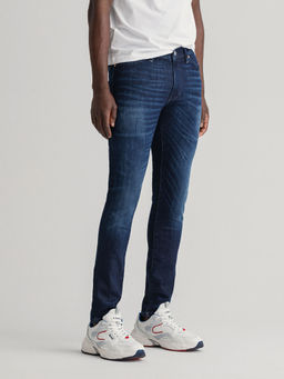 GANT - Men Navy Blue Solid Slim Fit Jeans