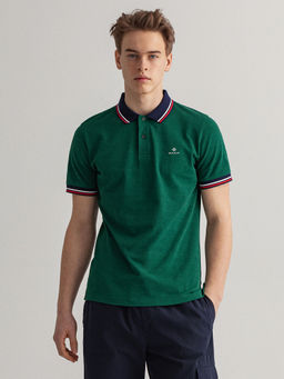 GANT - Men Green Solid Regular Fit Polo T-shirt