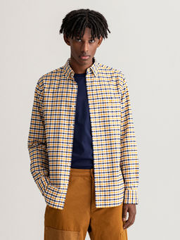 GANT - Men Yellow Checked Regular Fit Shirts