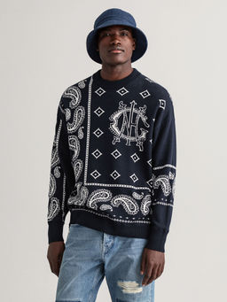 GANT - Men Blue Printed Regular Fit Sweater