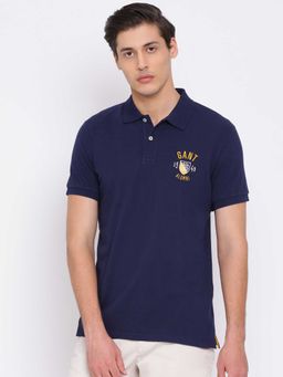 GANT - Navy Blue Solid Polo T-Shirt