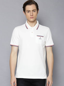 GANT - White Solid Polo Collar T-Shirt