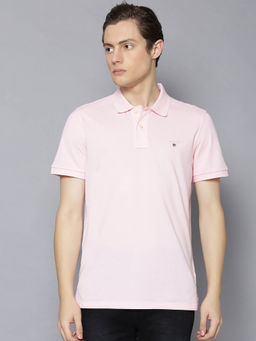GANT - Pink Solid Polo Collar T-Shirt
