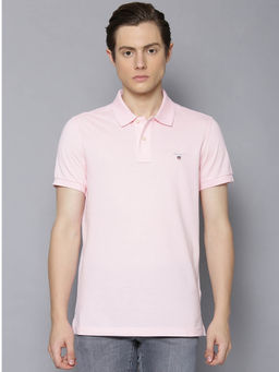 GANT - Pink Solid Polo Collar T-Shirt