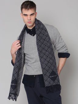 GANT - Men Navy Self Design Regular Fit Scarves Woven