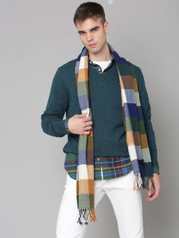 GANT - Men Orange Checks Regular Fit Scarves Woven