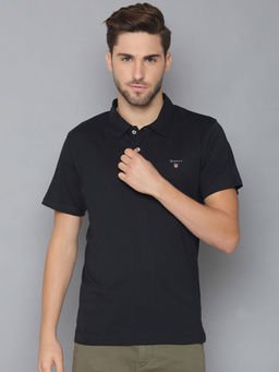 GANT - Black Solid Regular Fit T-Shirt