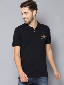 GANT - Black Solid Regular Fit T-Shirt