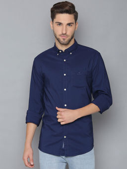 GANT - Blue Solid Regular Fit Shirt