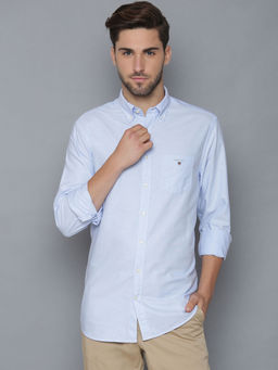 GANT - Blue Solid Regular Fit Shirt