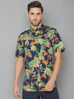 GANT - Navy Blue Printed Regular Fit Shirt