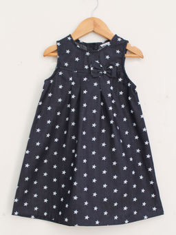 Woonie - Girls Star Printed Denim Frock