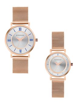 Giordano - Pair Silver Round Analog Watch