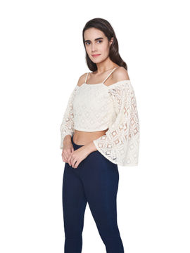 off shoulder lace crop top