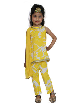 Woonie - Summer Wear Yellow Top And Pant With Dupatta (Set Of 3)