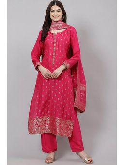 Biba - Peach Unstitched Dress Material Suit (Set of 3)