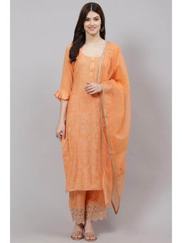 Biba - Peach Unstitched Dress Material Suit (Set of 3)