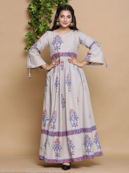 Lavanya The Label - Grey Floral Print Designer Dress
