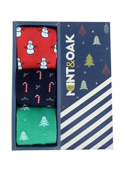 Mint & Oak - SantaS Goodie Box Crew Length Pack of 3 Socks for Men
