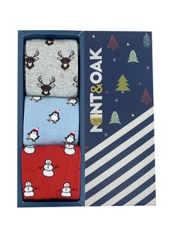 Mint & Oak - SantaS Good List Crew Length Pack of 3 Socks for Men
