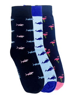 Mint & Oak - Water Love Multicolor Calf Length Socks for Men - Pack of 3