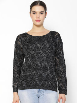 Gipsy - Black Medium Length Round Neck Sweater