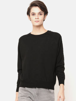 Gipsy - Women Solid Full Sleeve Black Sweater