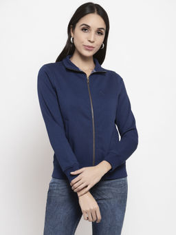 Gipsy - Blue Self Design Poly Cotton Sweatshirt
