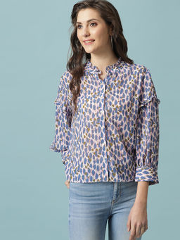 Gipsy - Multi Medium Length Round Neck Polyester Blouse