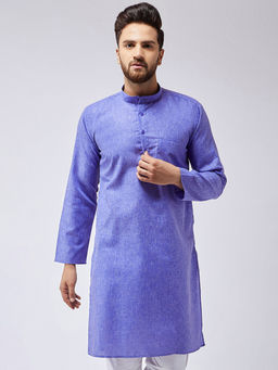 SOJANYA - Cotton Linen Indigo Blue Only Long Kurta