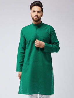 SOJANYA - Cotton Linen Dark Green Only Long Kurta