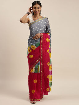 Geroo Jaipur - Hand Dyed Red Bandhani Saree