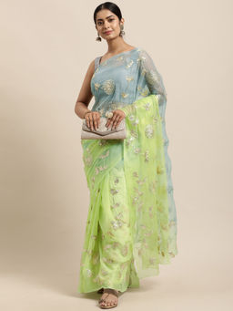 Geroo Jaipur - Shaded Handcrafted Gota Patti Chiffon Saree