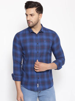 SHOWOFF - Men's Cotton Blue Printed Slim Fit Shirt