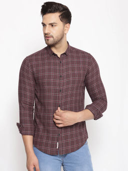 SHOWOFF - Men's Cotton Pink Printed Slim Fit Shirt