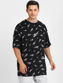 Reebok - TE AOP VECTOR TEE Black Training T-Shirt