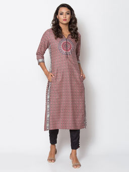 Biba - Maroon Printed Kurta