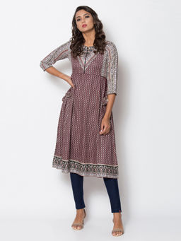 Biba - Maroon Printed Kurta