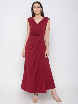 Globus - Maroon Solid Dress
