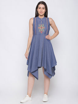 Globus - Blue Embroidered Dress
