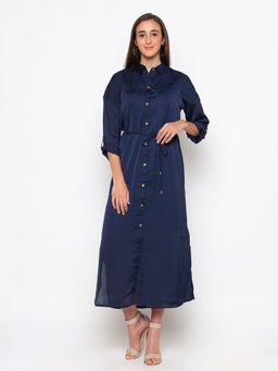 Globus - Navy Blue Solid Dress