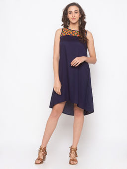 Globus - Navy Blue Embroidered Dress