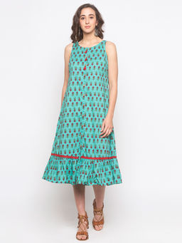 Globus - Teal Printed Dress