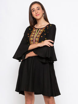 Globus - Black Printed Dress