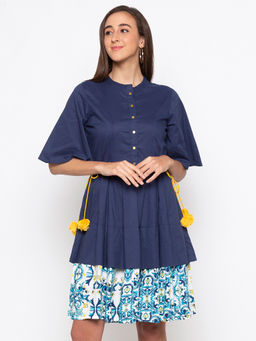 Globus - Navy Blue Solid Dress