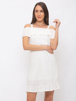 Globus - White Solid Dress