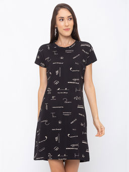 Globus - Black Printed Dress